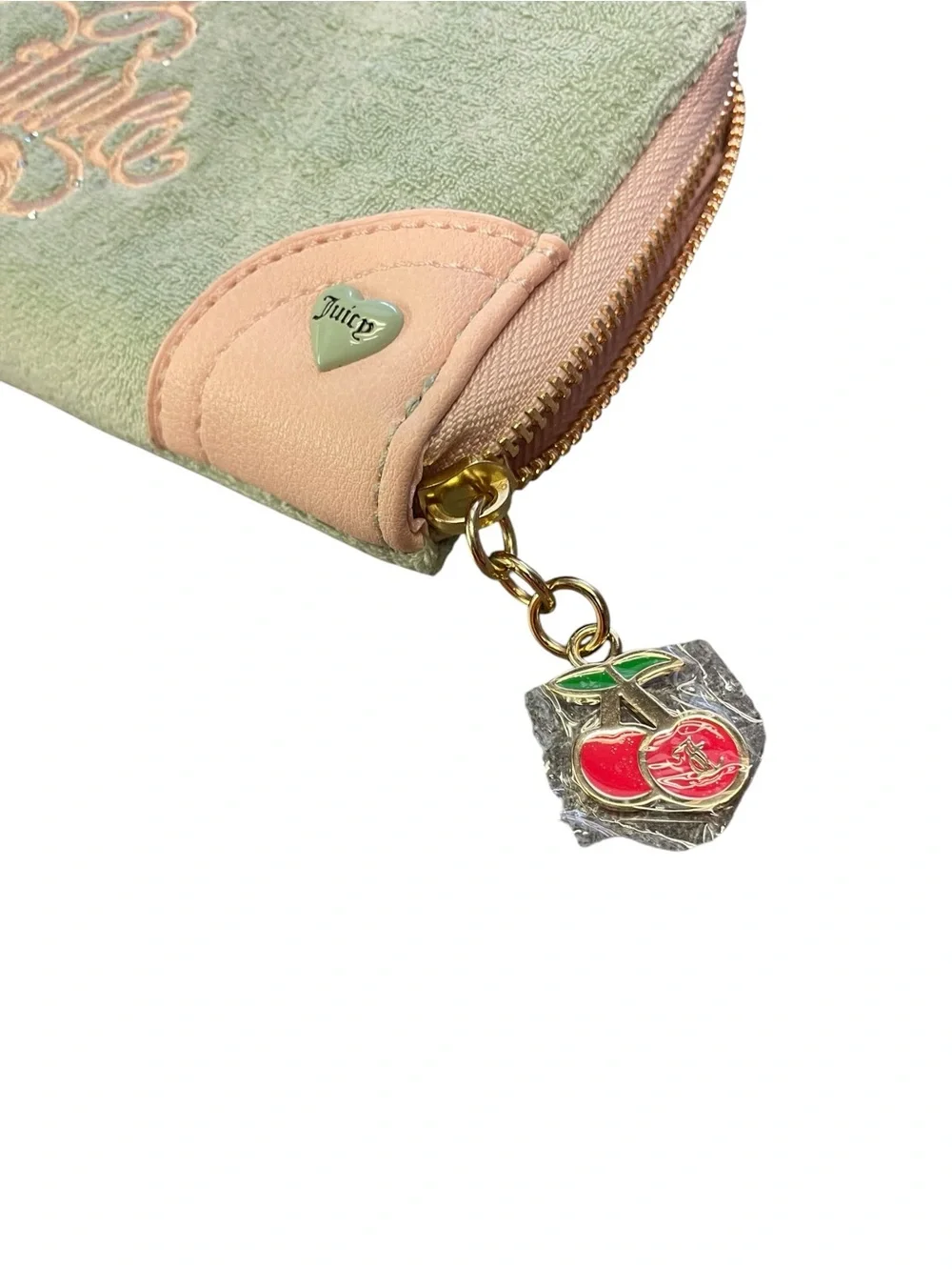 Juicy Couture Green Suede Logo Wallet